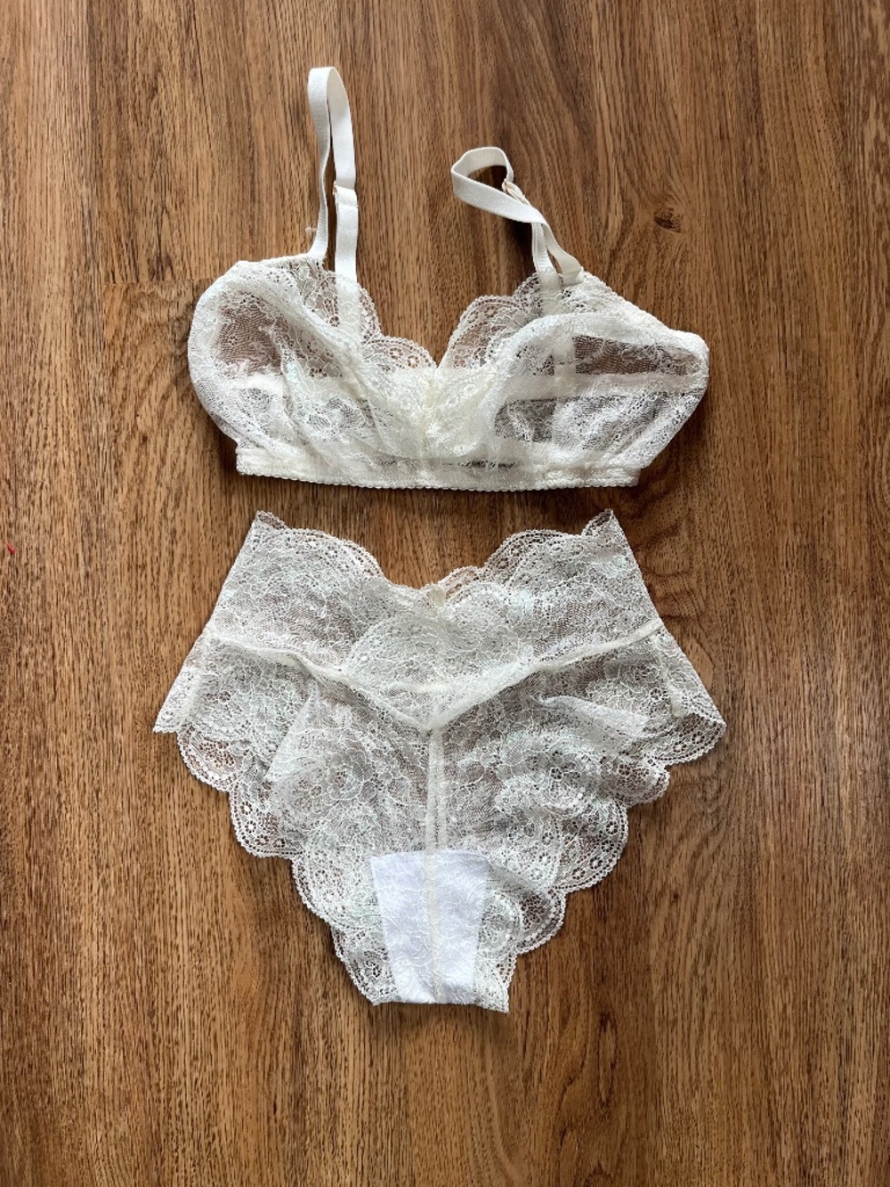 Ginger and peach lace lingerie set